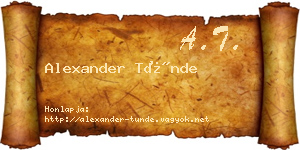 Alexander Tünde névjegykártya